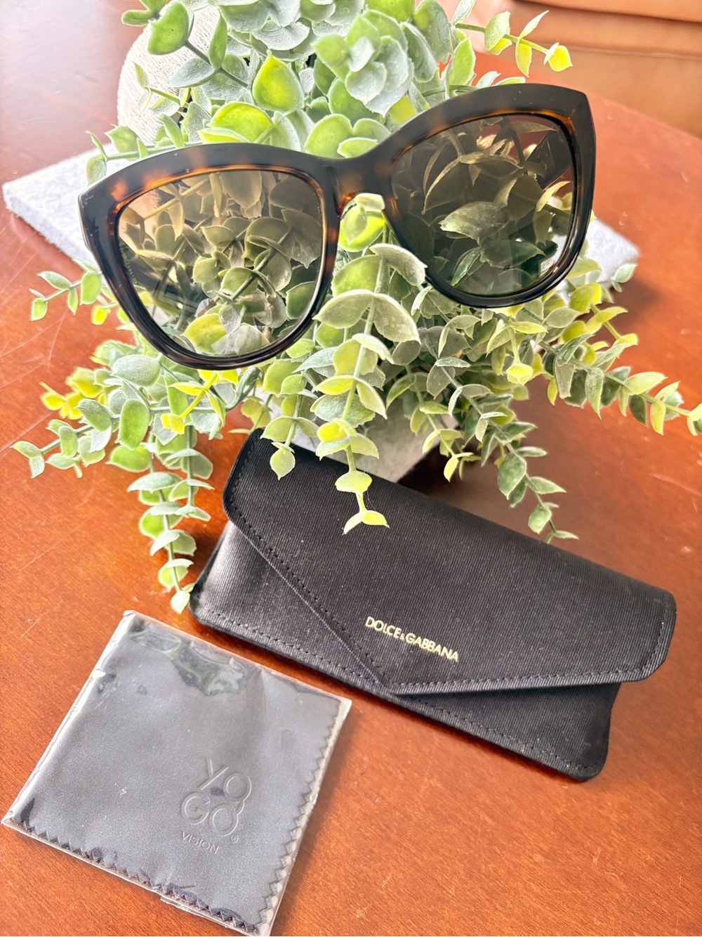 DOLCE & GABBANA - DG 6087 502/T5 Polarized Cat Eye Havana Brown Sunglasses